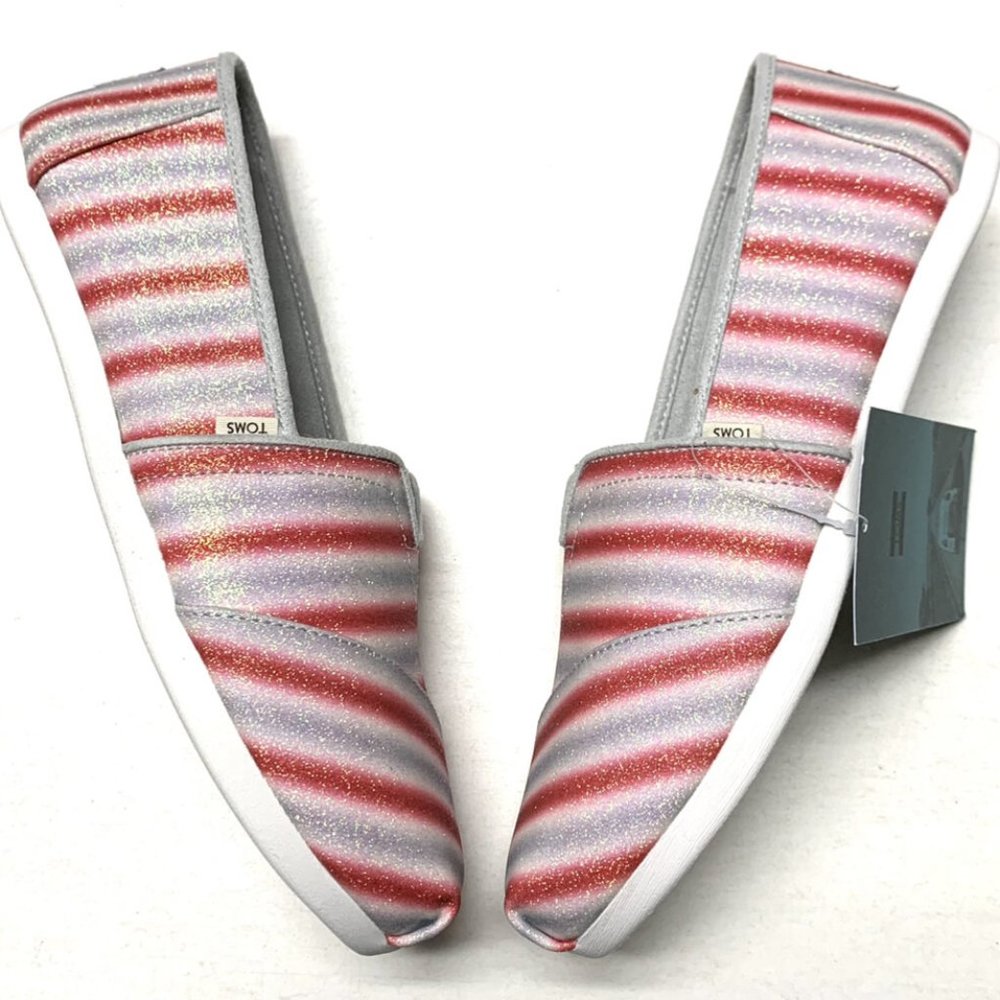 NEW TOMS Candy Cane Glitter Classics loafer - Picture 3 of 13